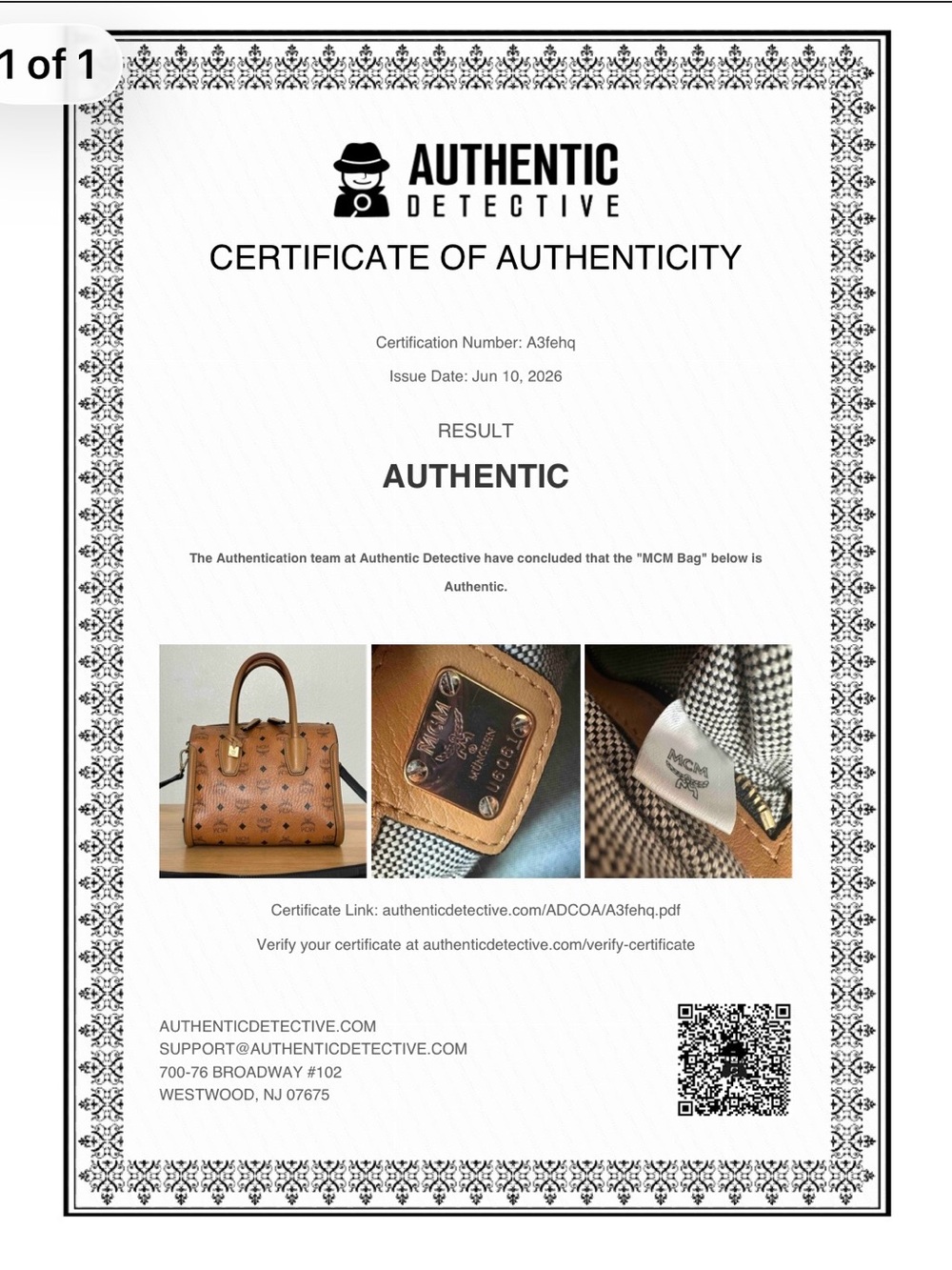 MCM Boston bag with COA - Picture 16 of 16